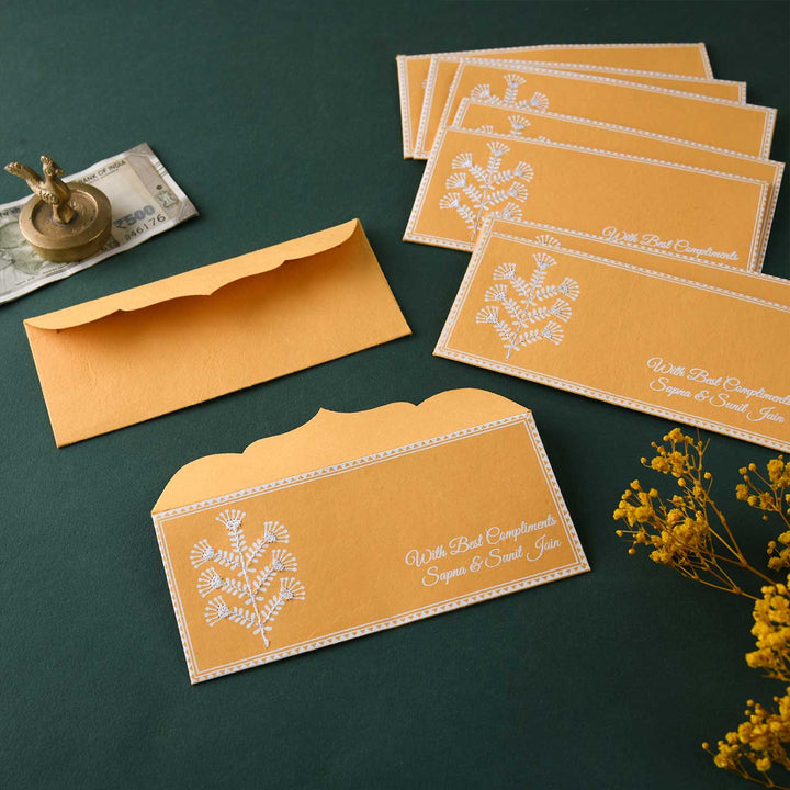 Personalized Handmade Embroidered Sarang Paper Envelopes | Set Of 30