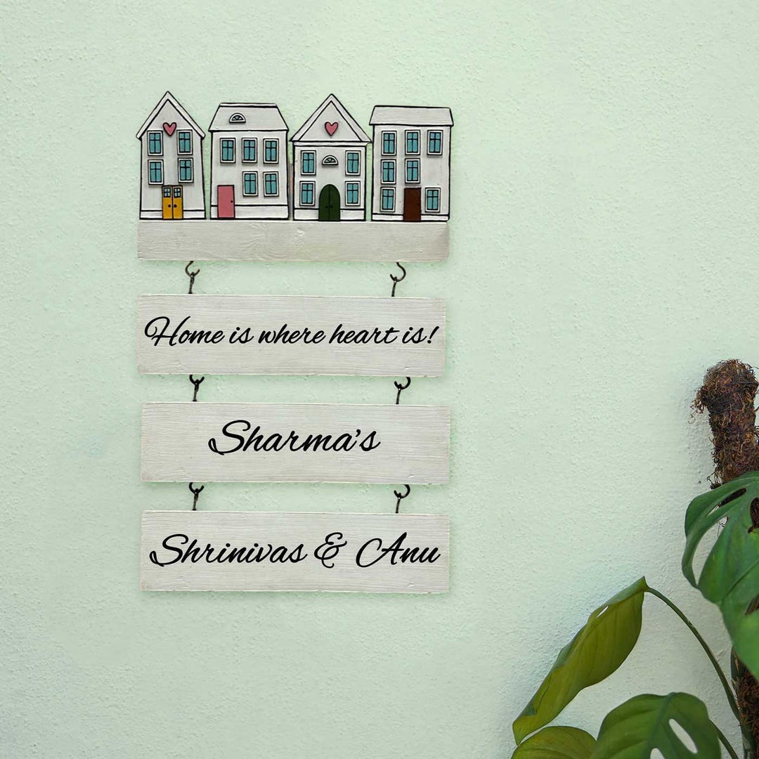 Personalized White Miniature House Wooden Name Plate