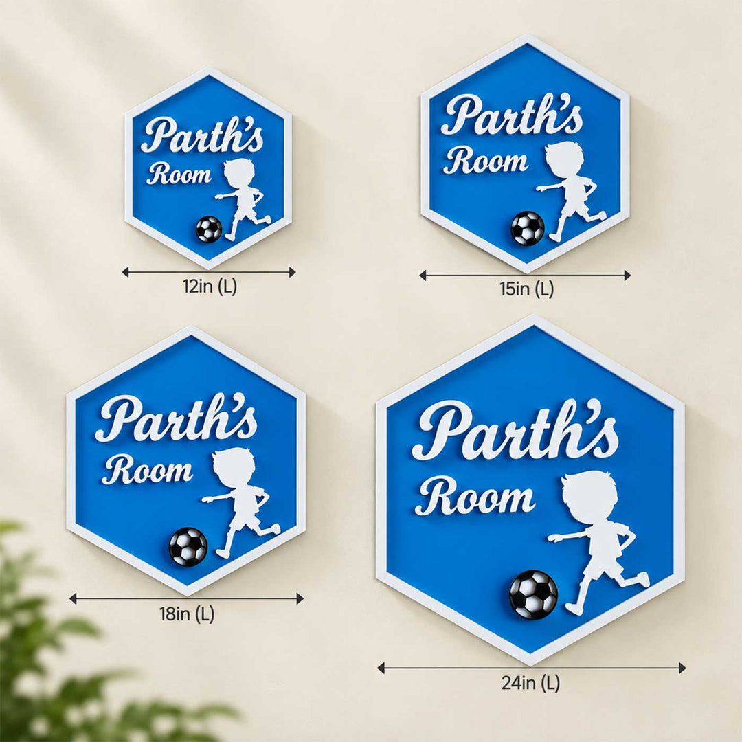 Football Theme Personalized Hexagon Acrylic Name Plate For Kids