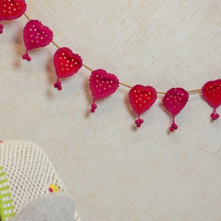 Handmade Crochet Red Heart Ful Of Love Bunting