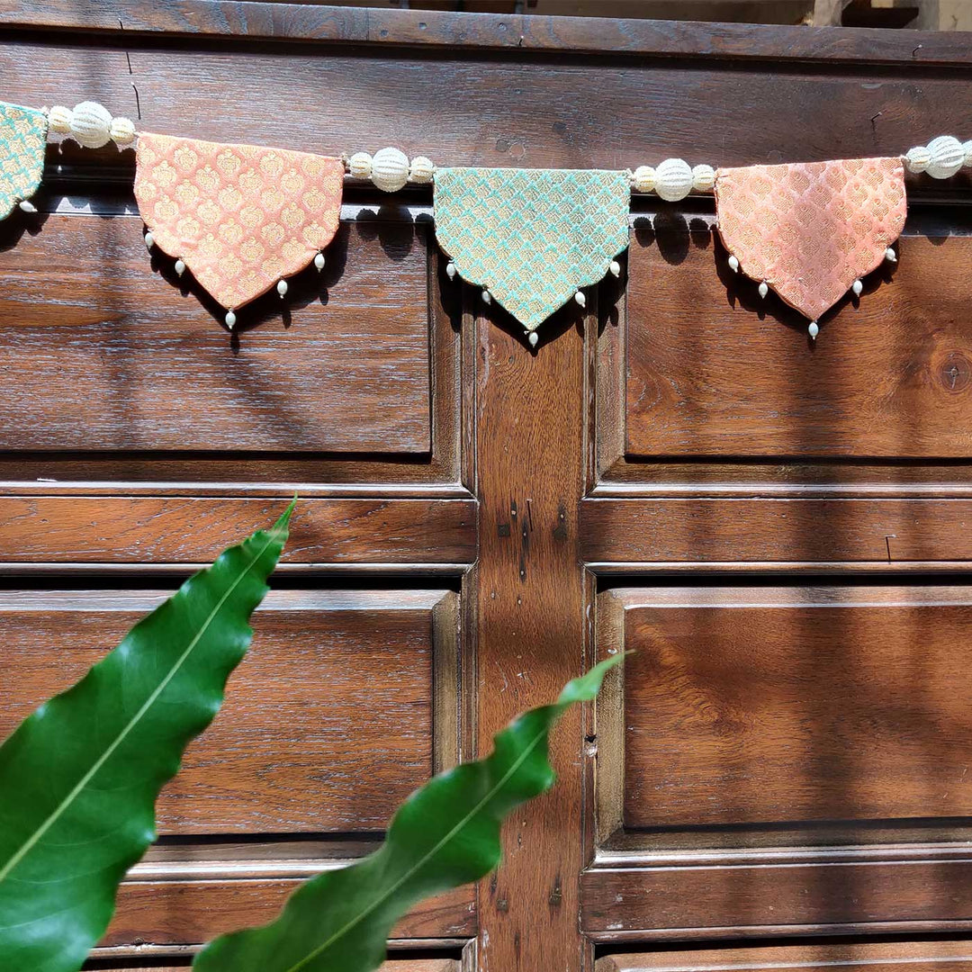 43 In | Handmade Reversible Pink And Green Brocade Toran