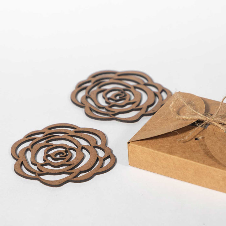 Rose Bloom MDF Laser-Cut Sleek & Elegant Coaster Set | Set of 6