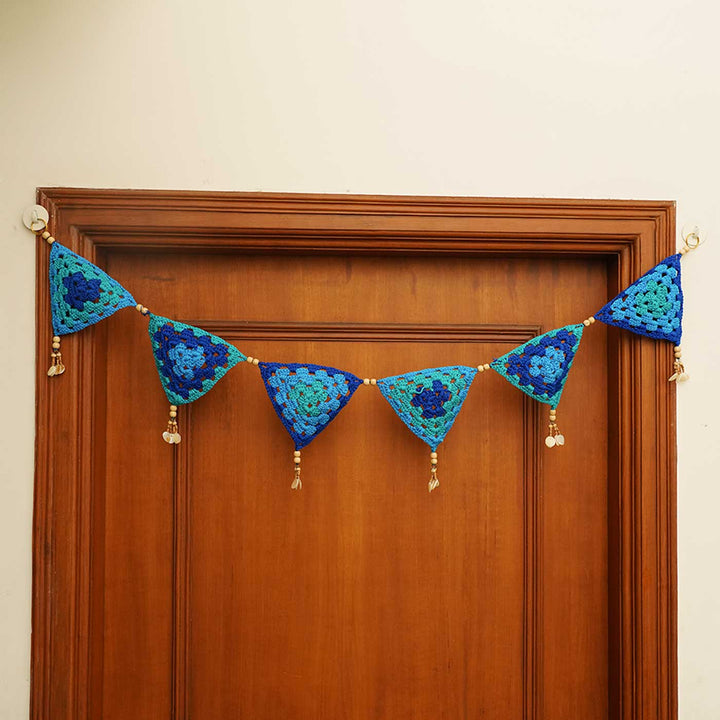 45 In | Handmade Tri-Color Triangular Crochet Toran