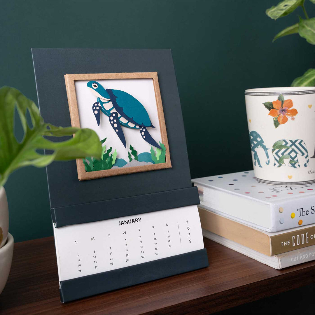 Handmade 3D Turtle 2026 Desk Calendar