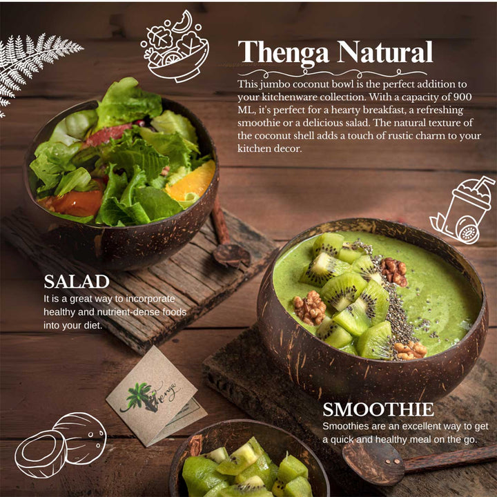 Personalized Eco-Friendly Handmade Jumbo Coconut Shell Bowl | Set of 2