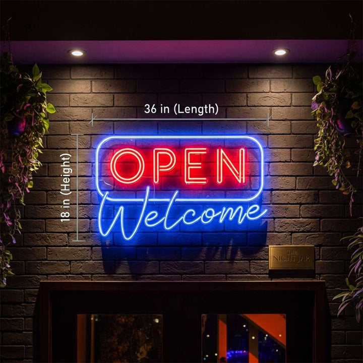 Handmade "Open Welcome" Neon Light Sign Board For Bar And Restaurant Entry