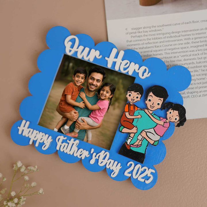 Photo Personalized Polaroid Theme MDF Wood Fridge Magnet For Fathers
