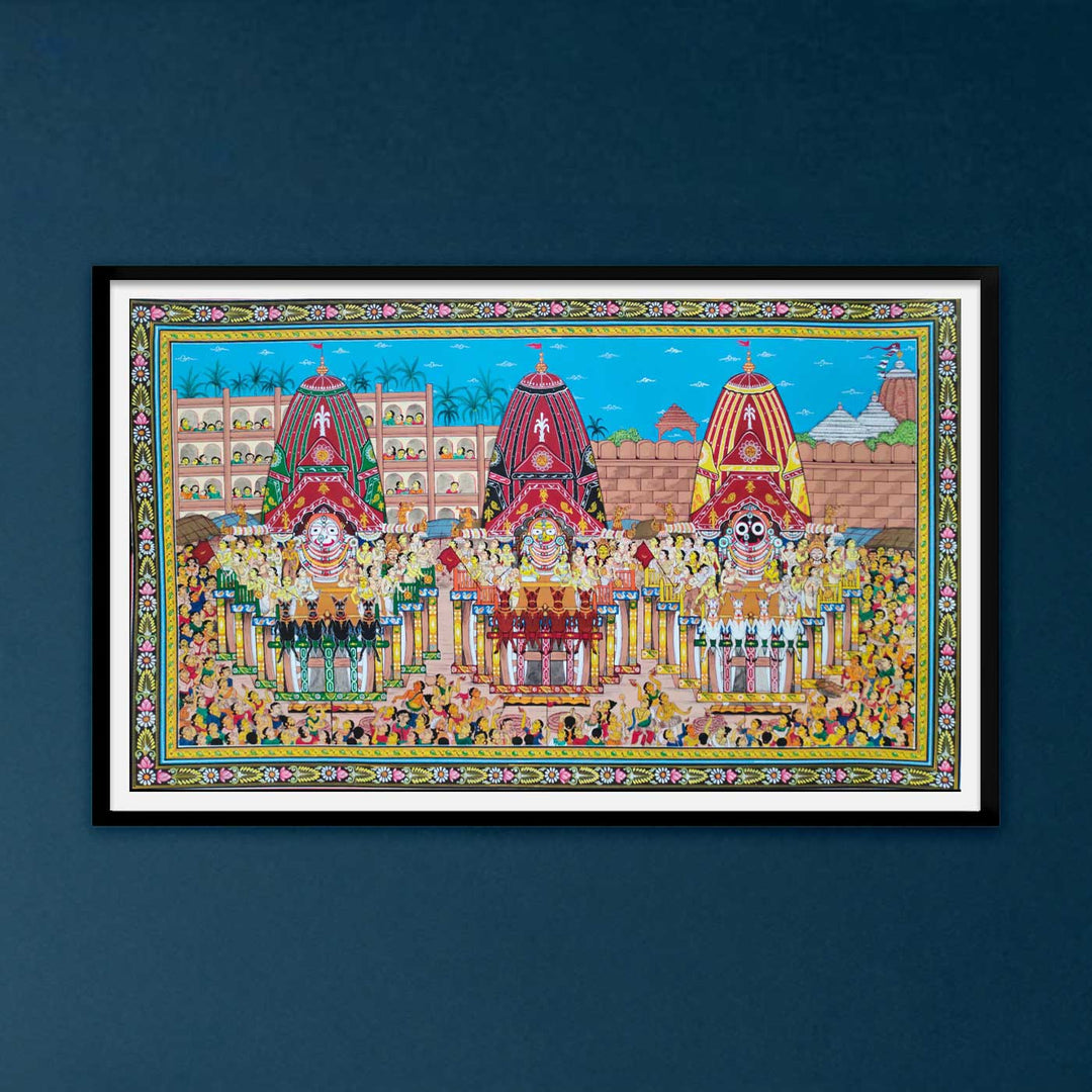 48 x 30 Inch | Handmade Canvas Rathyatra Painting