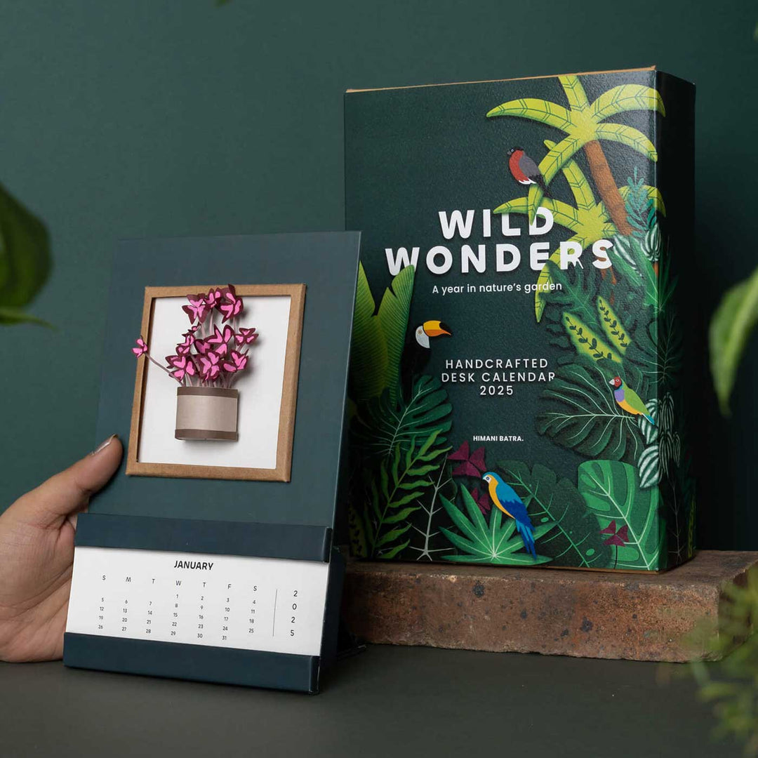 Handmade 3D Oxalis Plant 2026 Desk Calendar