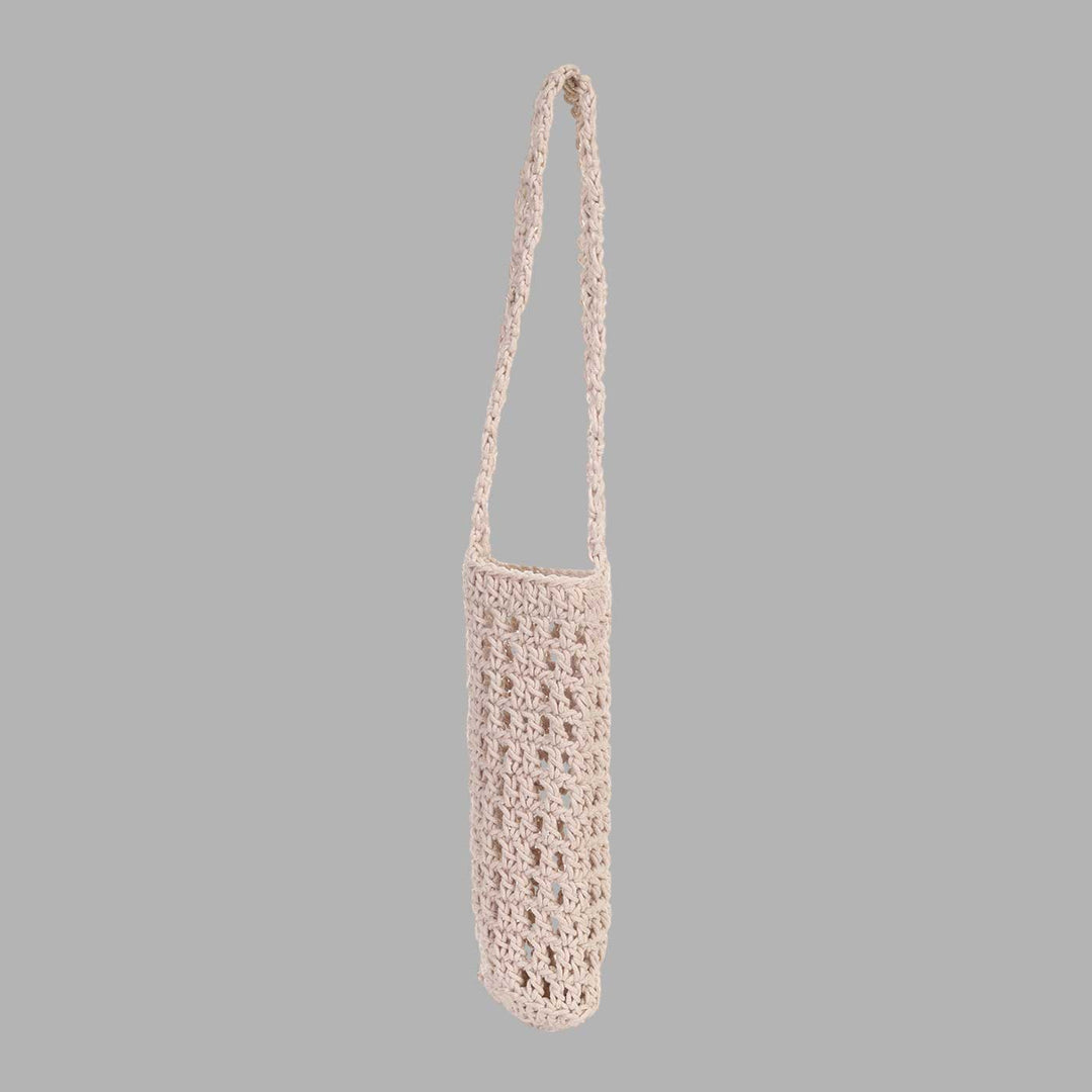 Handmade Crochet White Water Bottle Tote Bag