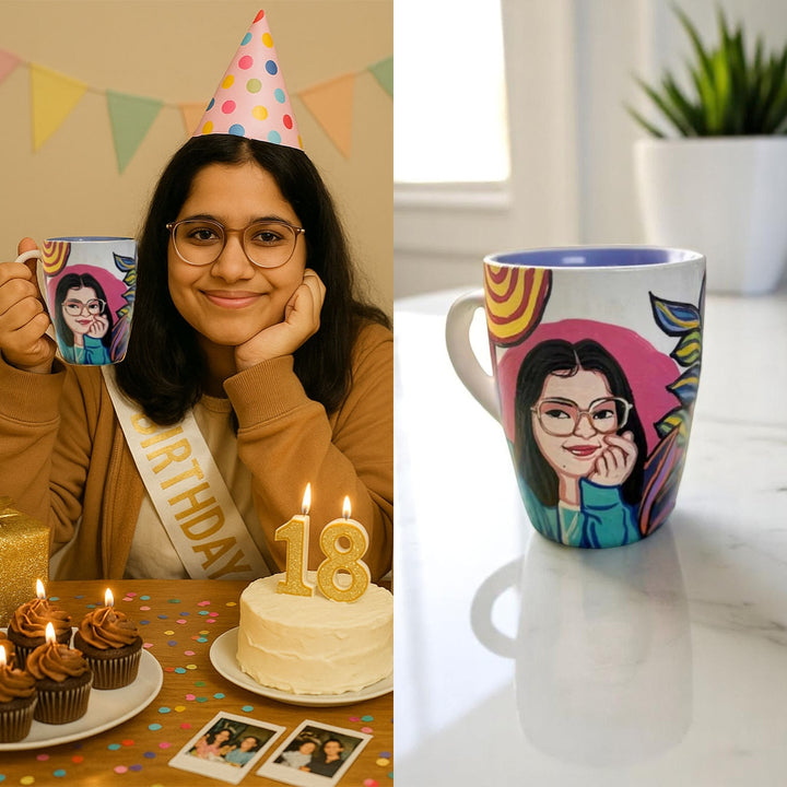 Photo Personalized Hand-Painted Pop Art Illustrated Caricature Mug | 300 ML