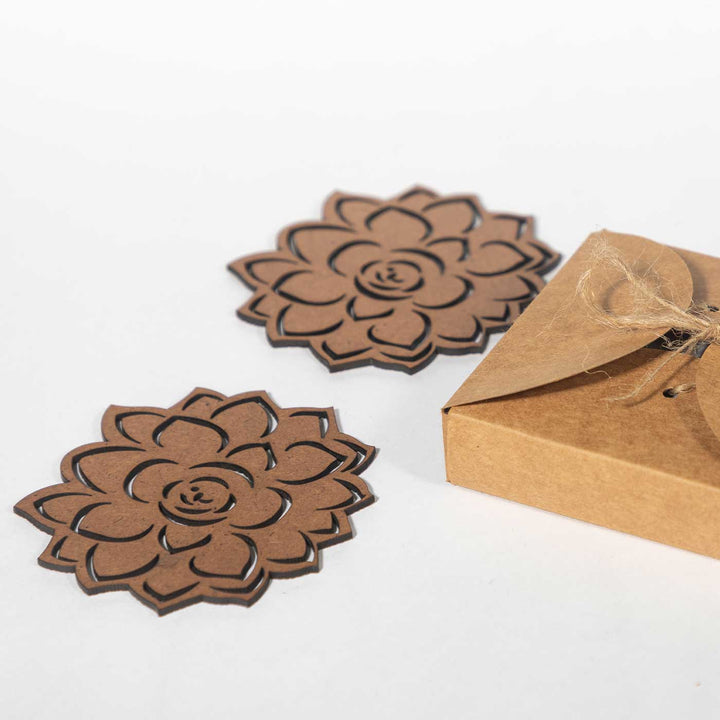 Lotus Blossom MDF Laser-Cut Graceful & Stylish Coaster Set  | Set of 6