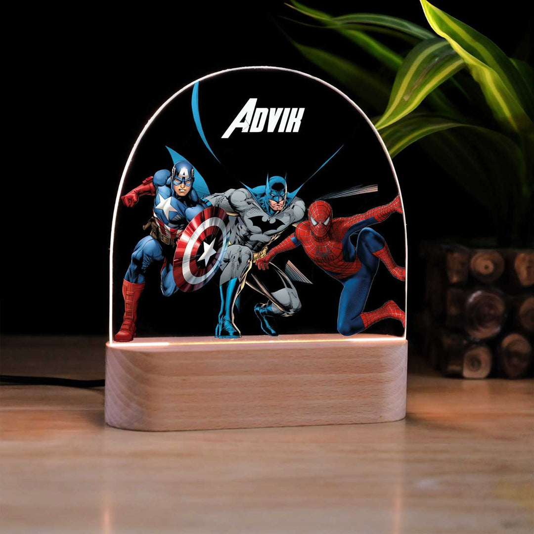 Personalized Superheroes Theme Acrylic LED Table Lamp For Kids