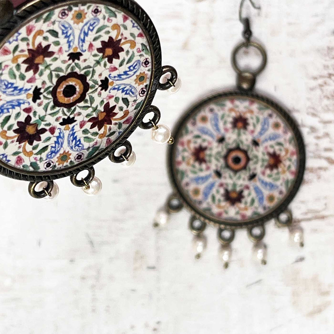 Amer Fort Ganesh Pol Medallion Metal Earrings