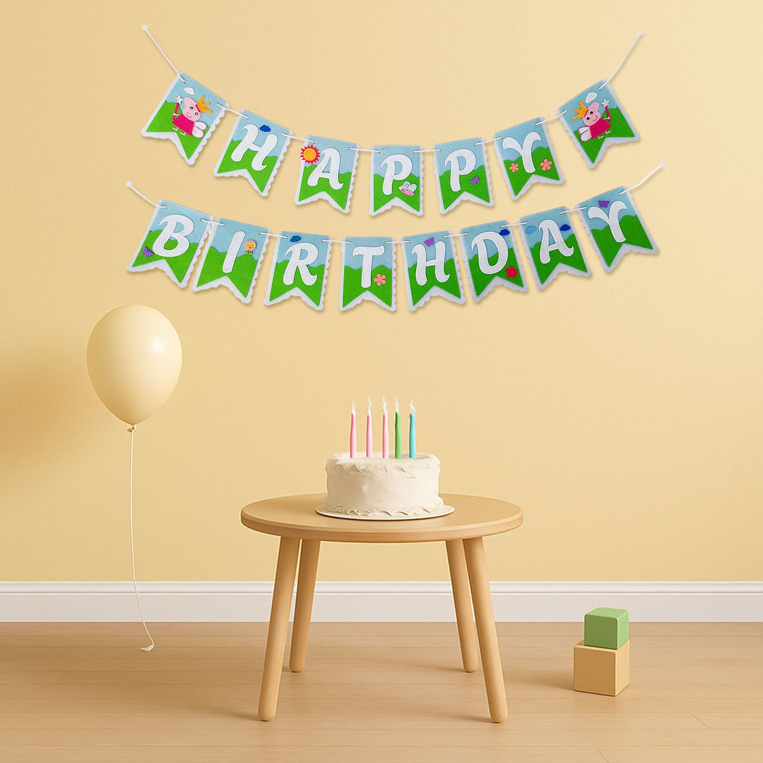 Handmade Peppa Pig Theme Felt Happy Birthday Banner