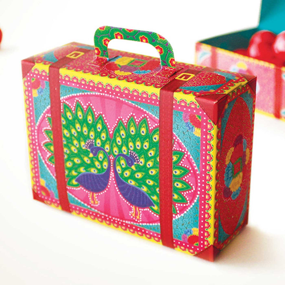 Handmade Printed Colorful Mini Suitcase Design Paper DIY Kit