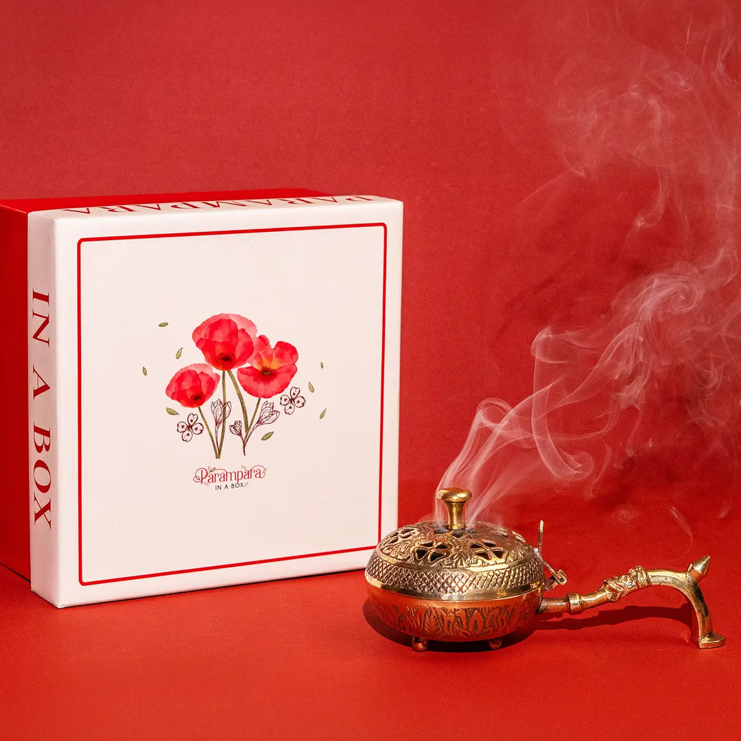 Premium Tyohar Diwali Gift Hamper | Includes 1 Urli Diya, 1 Incense Fumer, 1 Dhoop Cones Pack