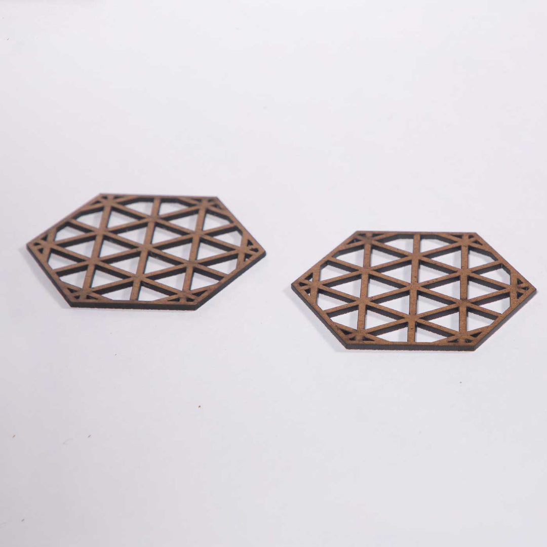 Hexagon Sleek Laser-Cut Finish MDF Coaster Set | Set of 6
