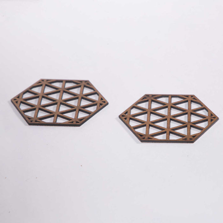 Hexagon Sleek Laser-Cut Finish MDF Coaster Set | Set of 6