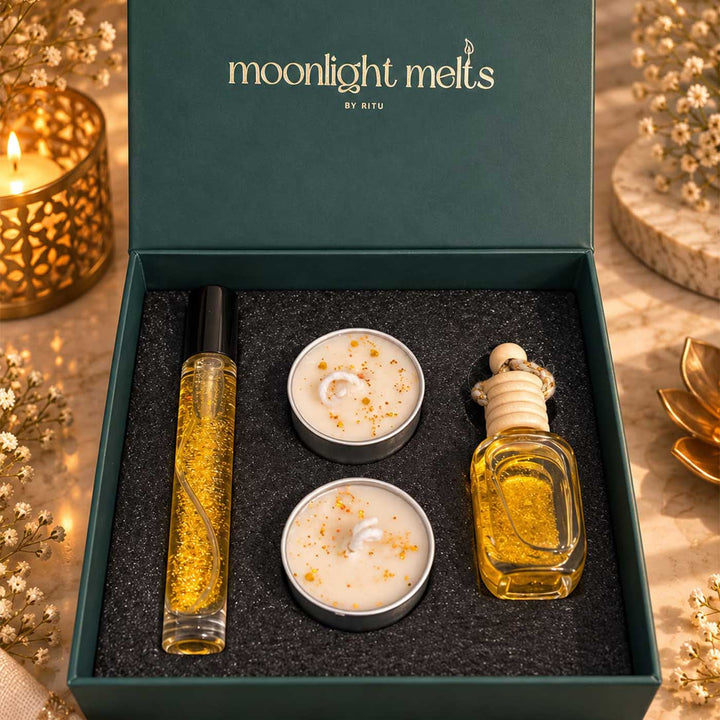 Handmade Soy Wax Tealight & Fragrance Gift Set For Festive Gifting