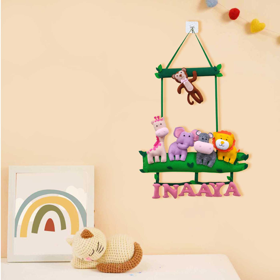 Personalized Handmade Jungle Theme Felt Kids Name Plate