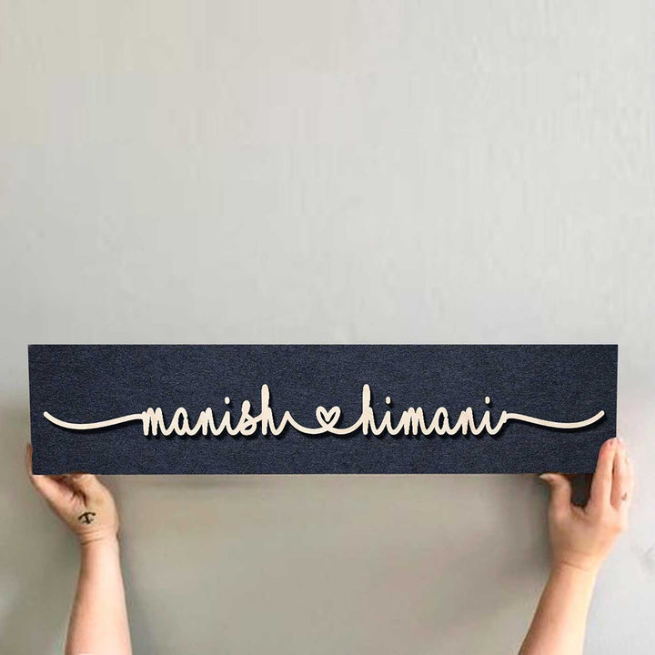 Minimalist 3D Name Plate For Couples 1 - Name Personalization Example Held by Hands