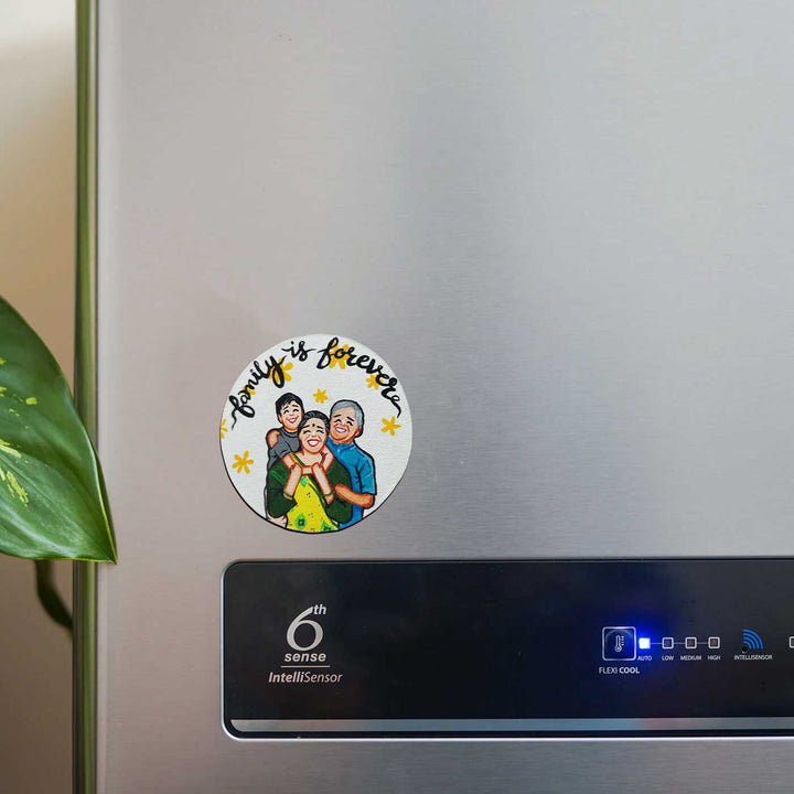 Personalized Photo Based Caricature Round Fridge Magnet