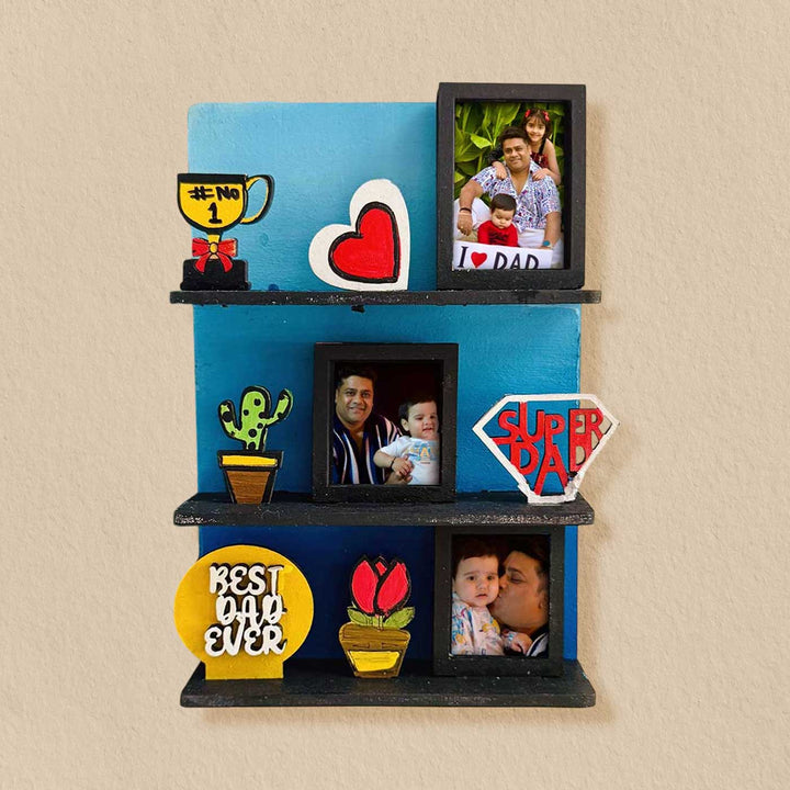 Photo Personalized Handmade Super Dad Mdf Wood Fridge Magnet With Stand