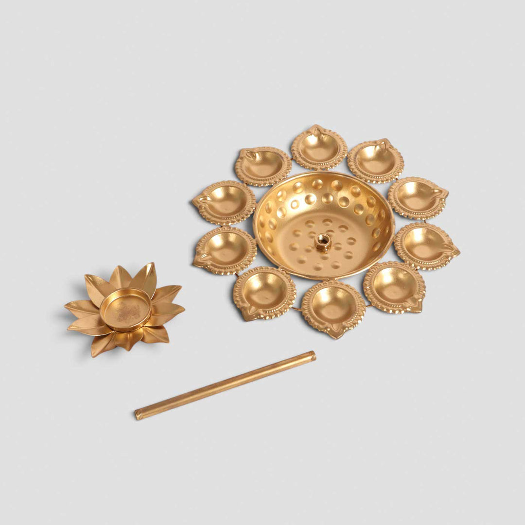 Handmade Detachable Urli-Style Metal Tealight Holder For Pooja Room Decor