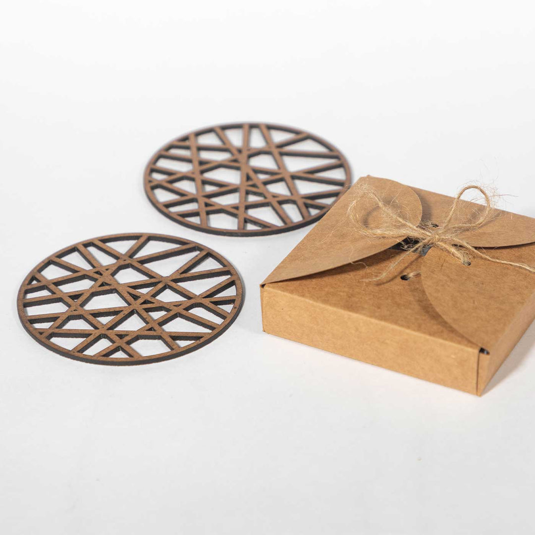 Web Pattern Sleek MDF Coaster Set  | Set of 6