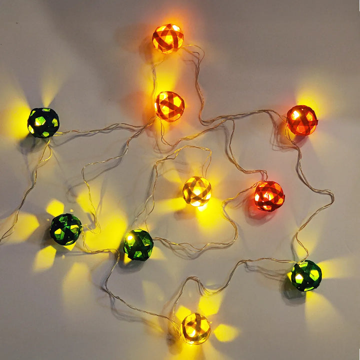 Multicoloured Star Full Moon Eco-Friendly Handmade Woven Bamboo Fairy Light | 3 meters