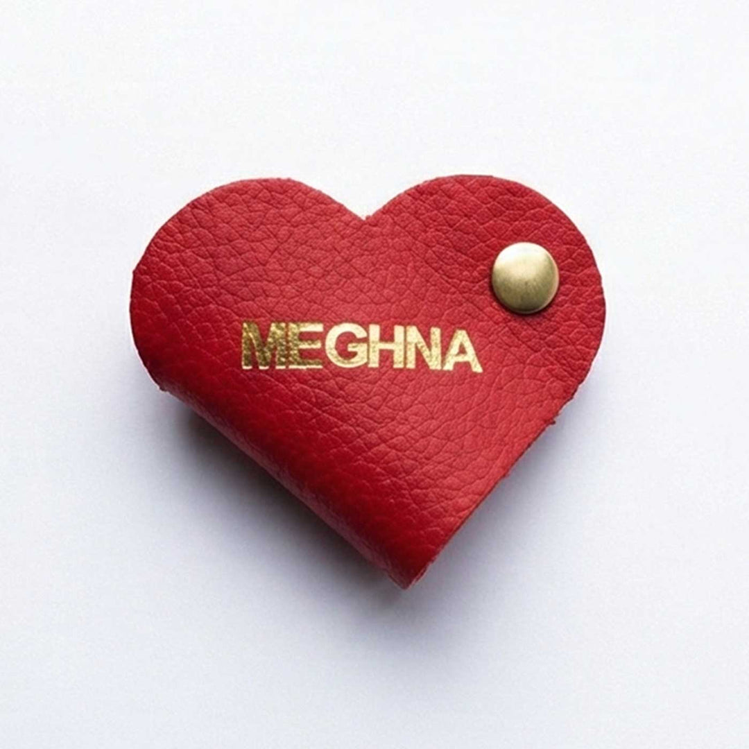Heart Shaped Red Leather Personalized Cable Manager
