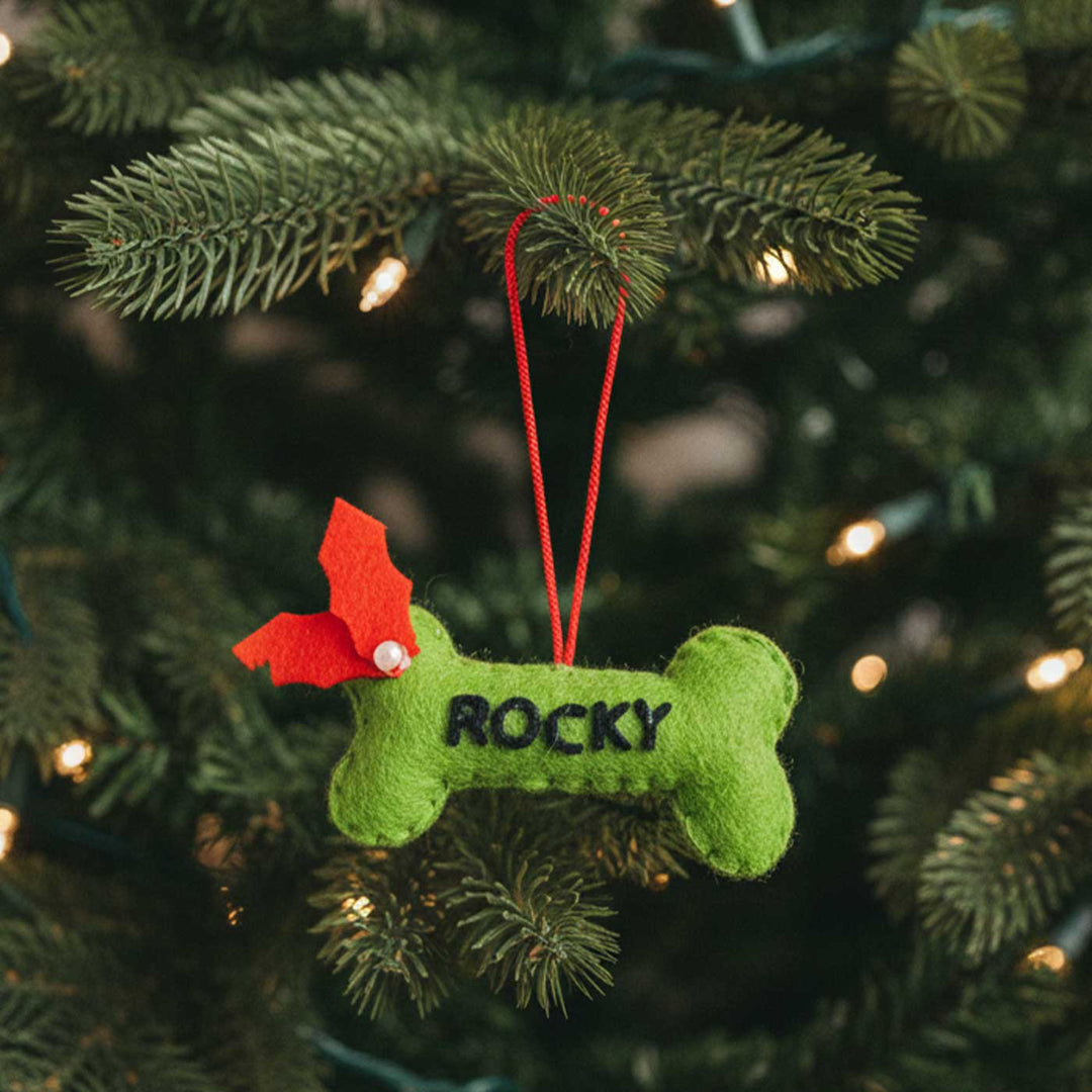 Personalized Handmade Felt Bone Christmas Ornaments