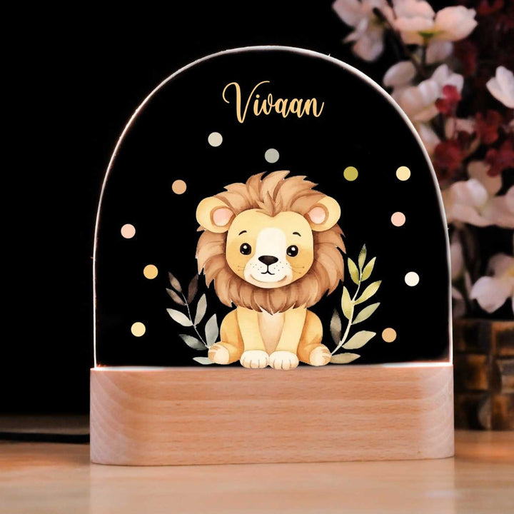 Personalized Lion Theme Acrylic LED Table Lamp For Kids