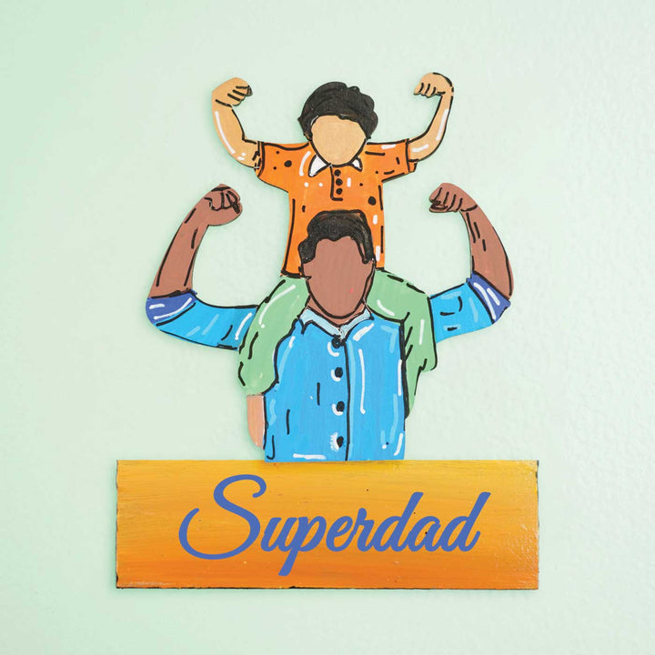 Personalized Cute Dad & Son Theme MDF Wood Fridge Magnet For Fathers