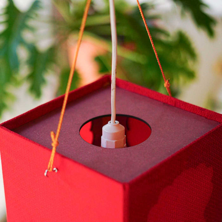 Handcrafted Traditional Foldable Pink Fabric Khun Akashkandil / Lantern With Drop Tassel For Festive Decor