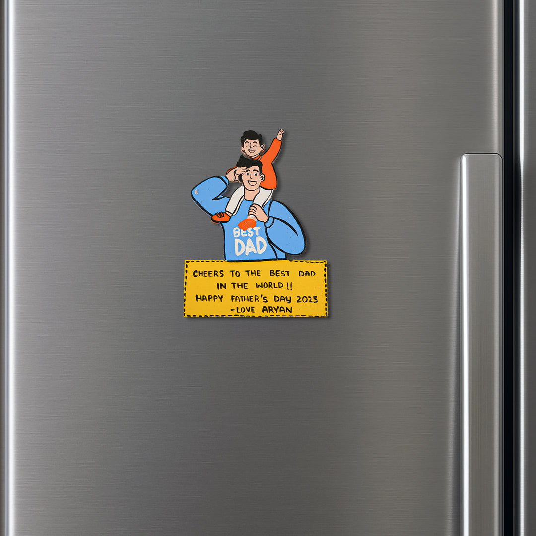 Personalized Caricature Cutout MDF Wood Fridge Magnet For Fathers