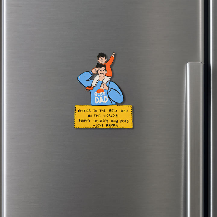 Personalized Caricature Cutout MDF Wood Fridge Magnet For Fathers