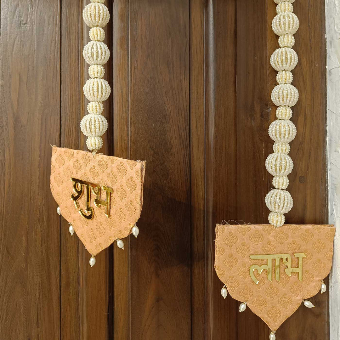2 Pc | Handmade Festive Brocade Shubh Labh Hangings