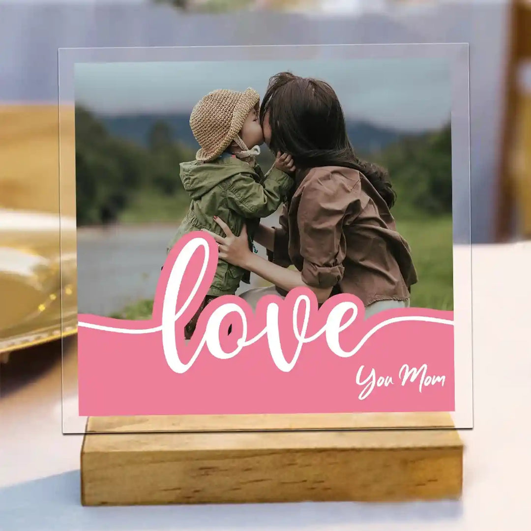 Personalized Love You Mom Theme Wooden Photo Frame
