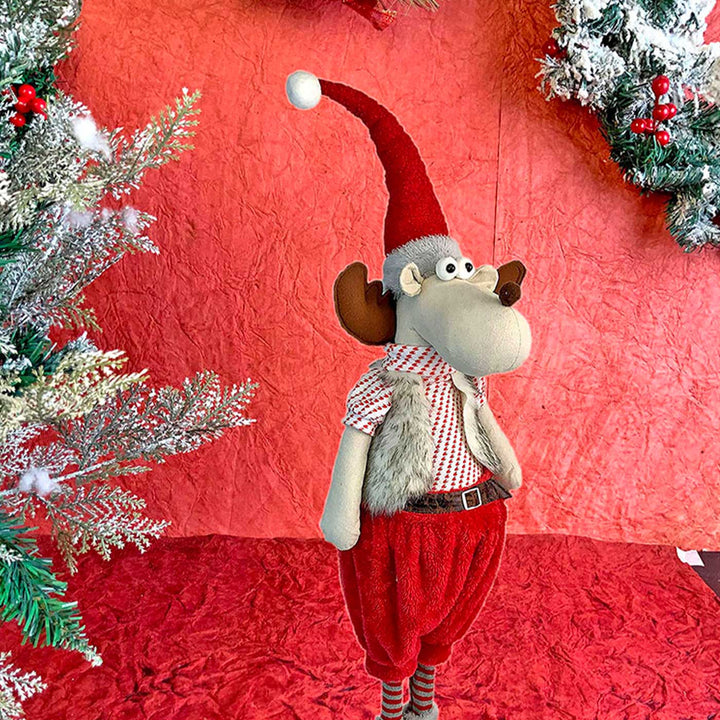 Foldable Tall Mr. Reindeer Self-Standing Woolen Decor For Christmas Table Decoration
