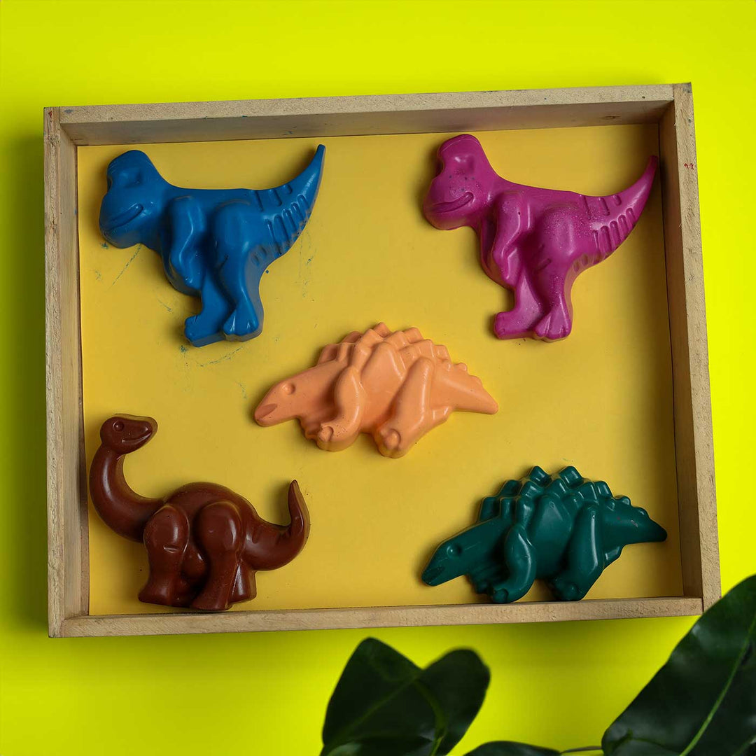 Handmade Non-Toxic Jumbo Dinosaur Crayons | Set Of 5