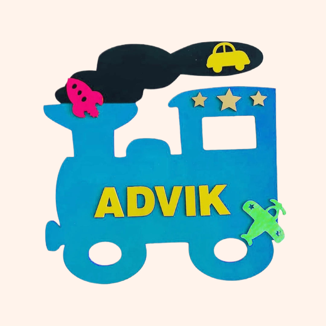 Train Theme Kids Name Plate - Name Personalization Example Front View (8)