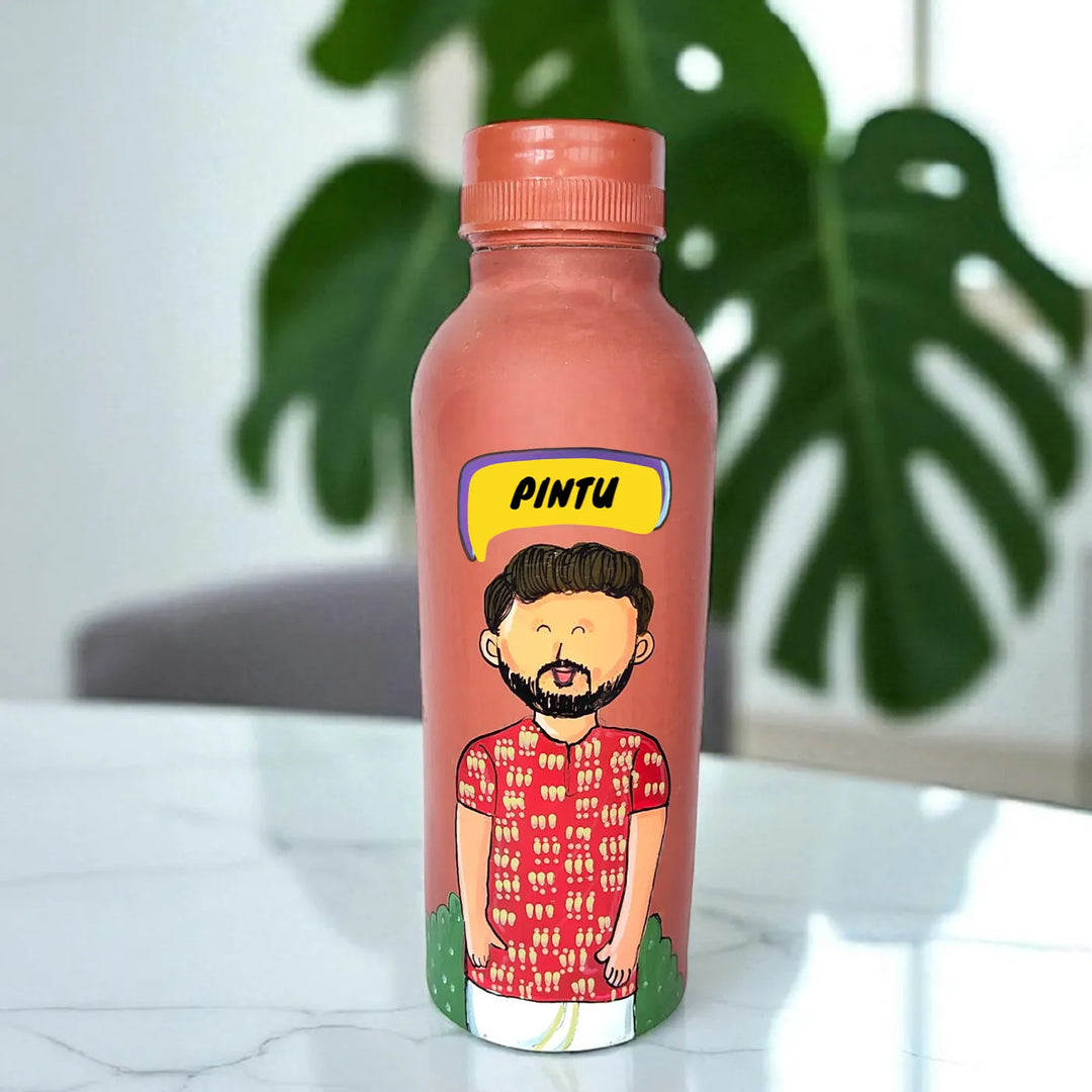 Photo Personalized Hand-Painted Terracotta Bottle