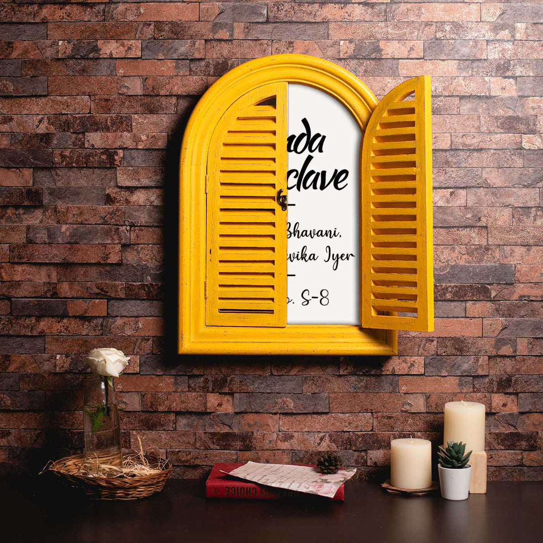 16x22 in | Arched Vintage Window Personalised Distress Finish Pine Wood Nameplate