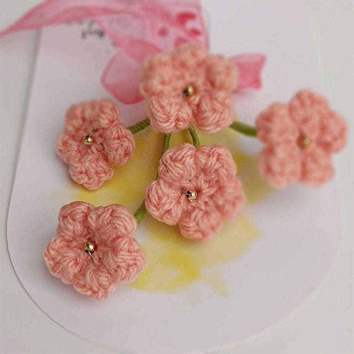 Handmade Crochet 3D Peach Floral Greeting Card