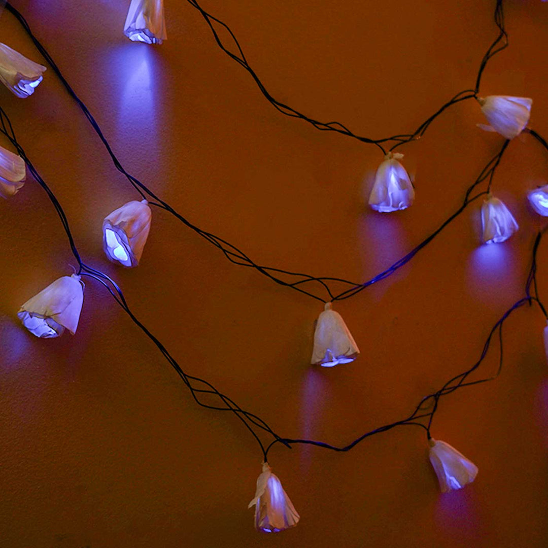 10m, 40 Bulbs | Handmade Blue Sholapith Flower String LED Fairy Light