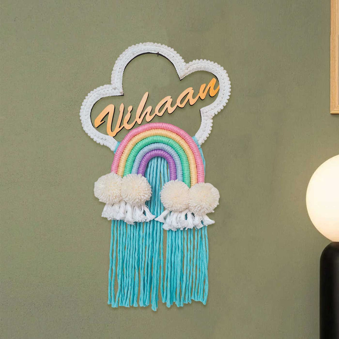 Personalized Macrame Cloud Theme Name Plate