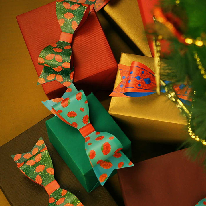 Handmade Printed Paper Bows DIY Kit | Set Of 12