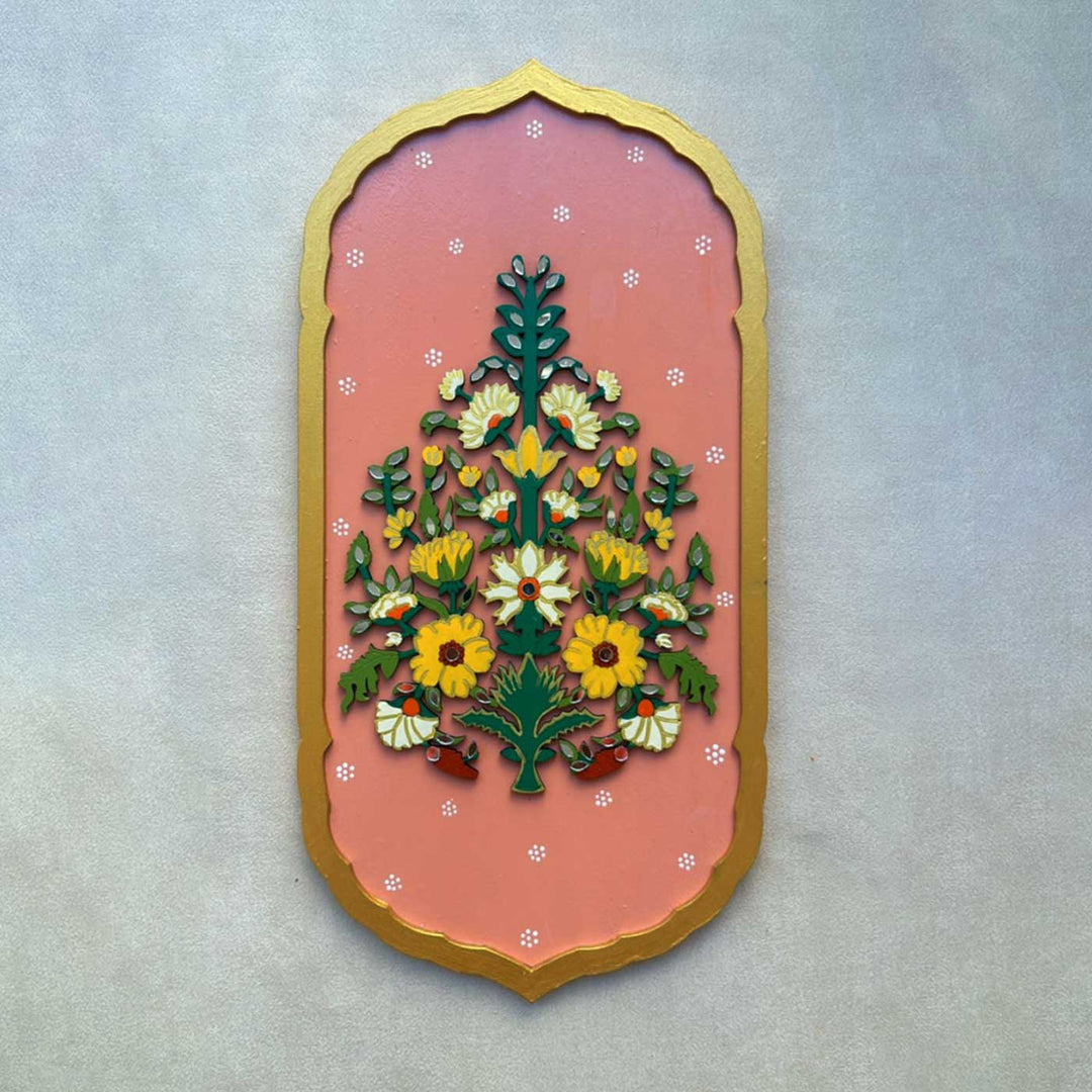 Hand-Painted Floral Motif MDF Wood Wall Decor